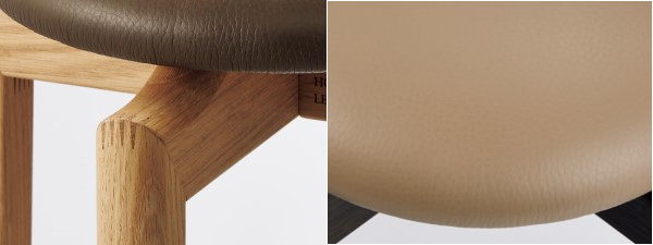 左）脚部のフィンガージョイント　右）レーザ座面