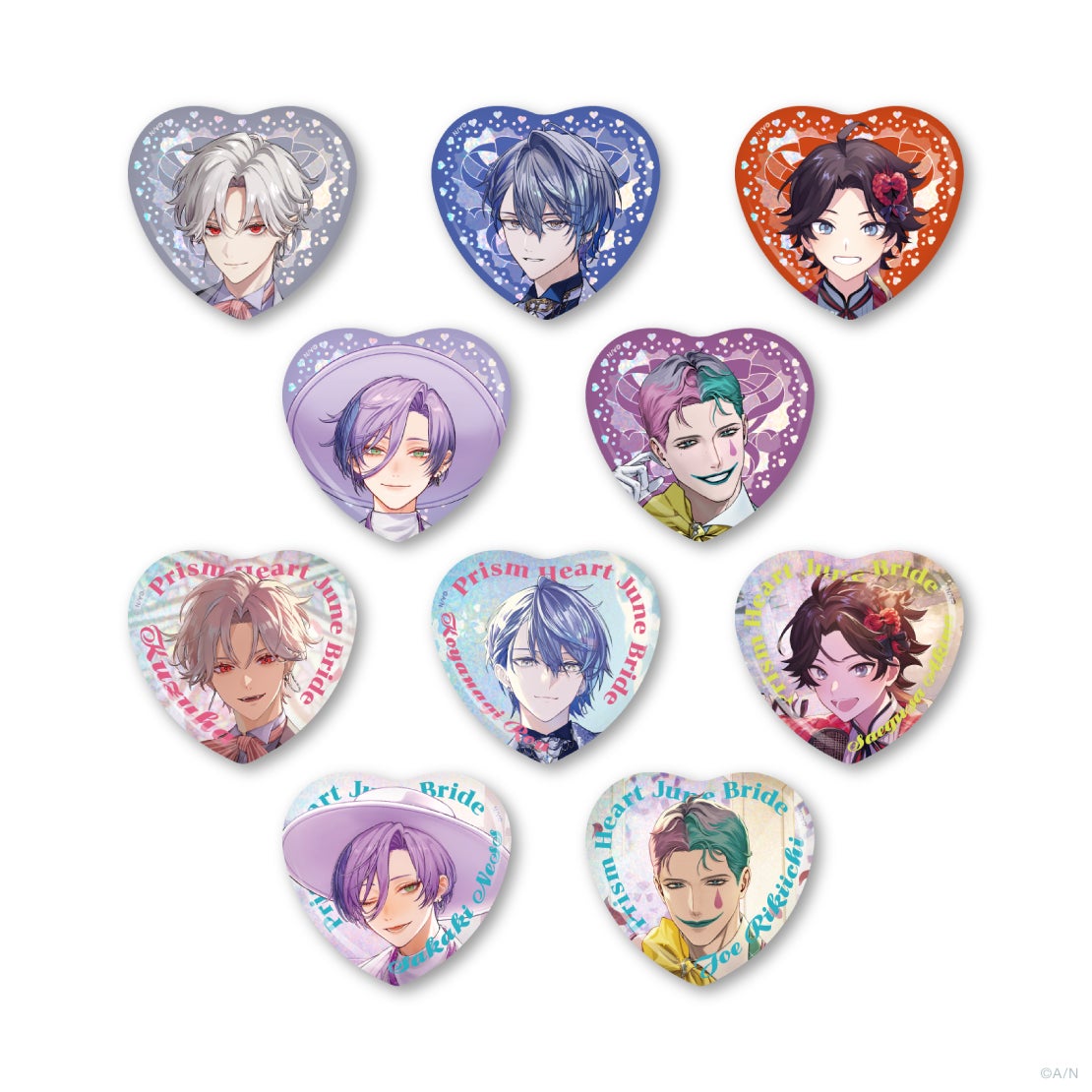 にじさんじ ジュンブラ PrismHeartJuneBride 三枝明那 缶バ Prism Heart June Bride」グッズを2025年6月16日(月)18時より
