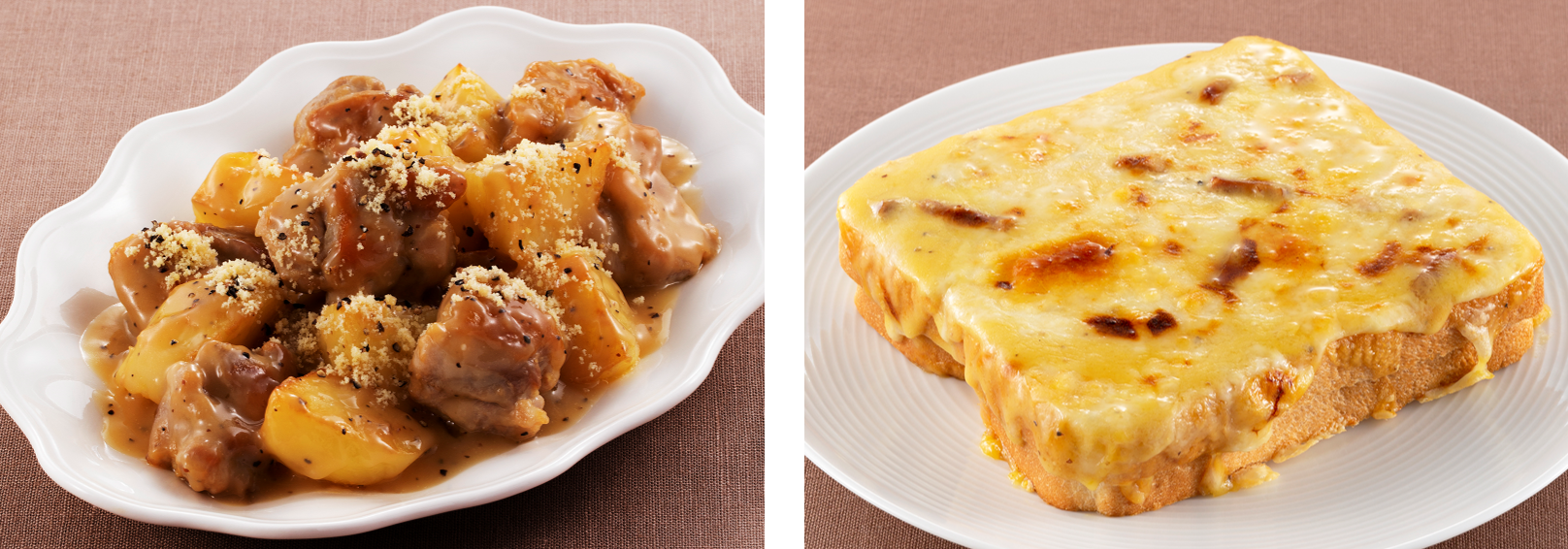 「トリュフと黒胡椒のチーズソース」で作る 『カチョエペペ』／「カルボナーラ」で作る 『クロックムッシュ』