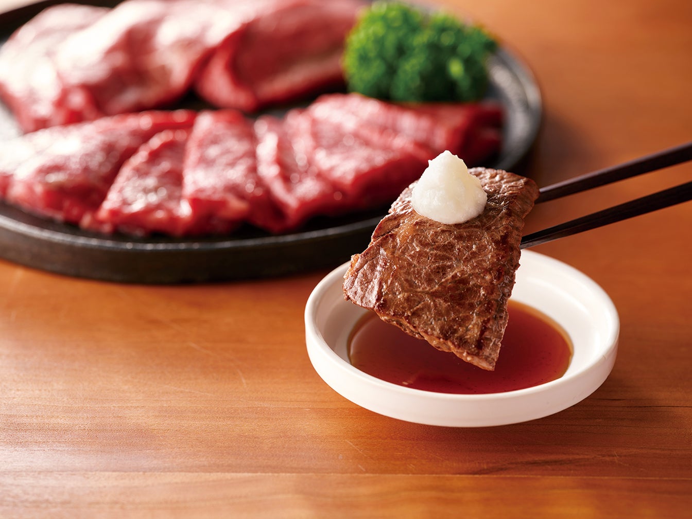 <焼肉に>