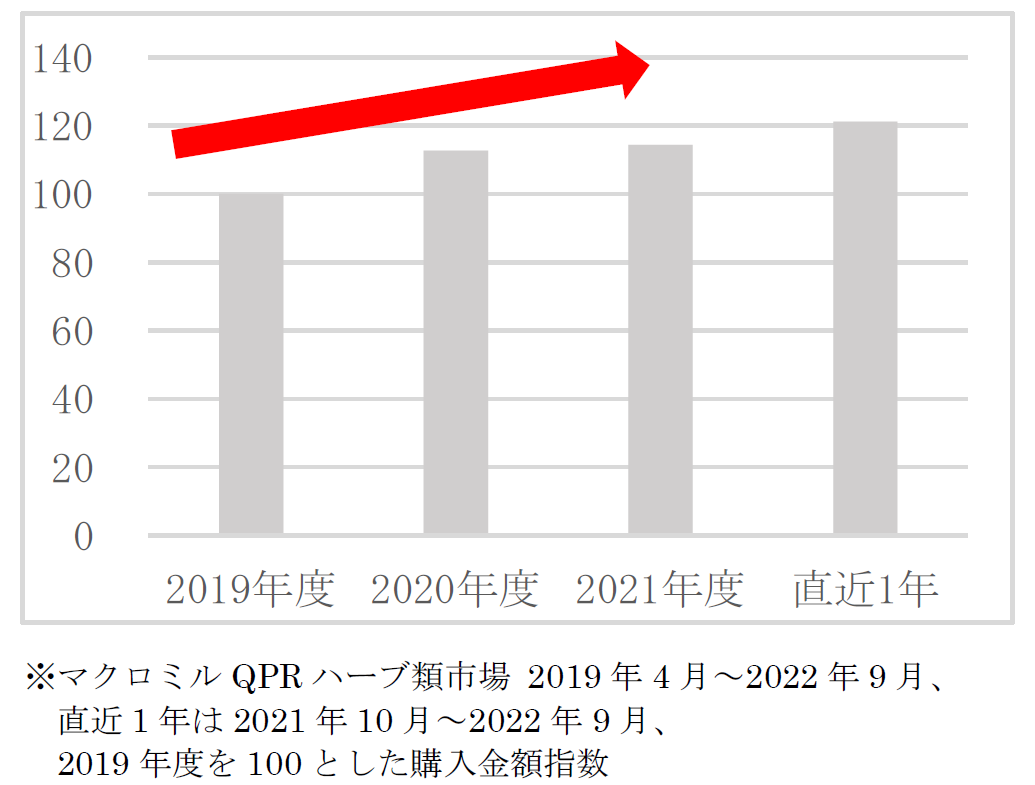 〇 100 人当たり のパクチー 購入金額推移