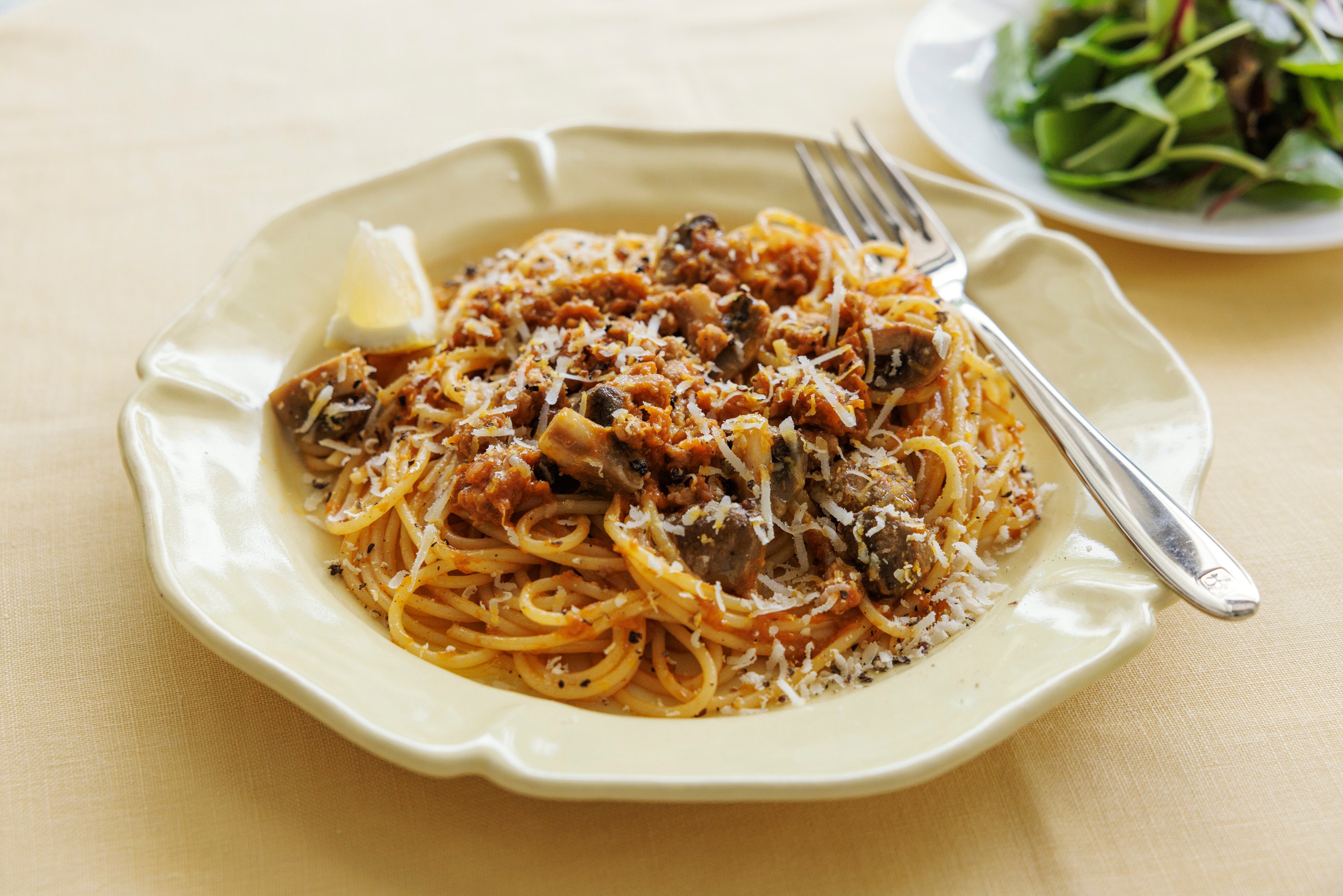 ＜にんじんとマッシュルームのカレーパスタ＞