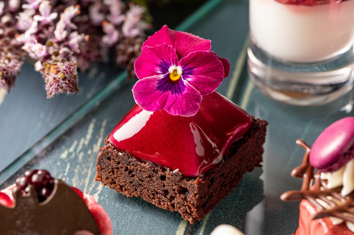 カシスと栗のムース　栗のチョコレートブラウニー