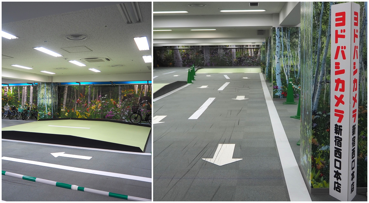 ヨドバシカメラ新宿西口本店の試乗コースは屋内なので天候に左右されずに試乗でき、坂道もセットされている