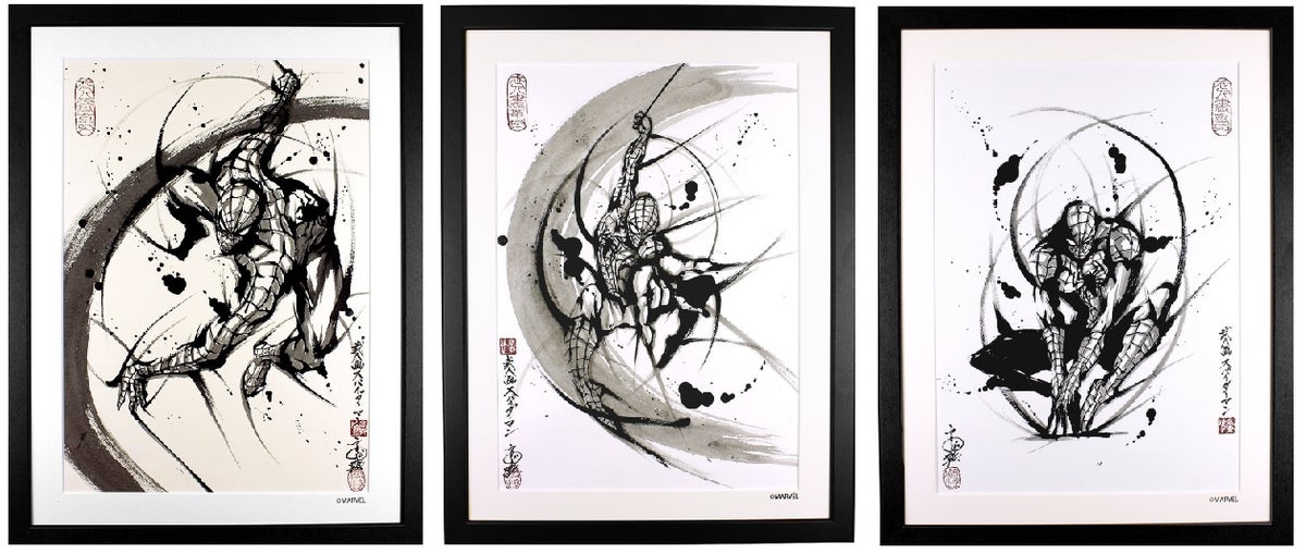 スパイダーマンの武人画原画3種が限定販売中!注目の水墨画作品 スパイダーマンの武人画原画3種が限定販売中!注目の水墨画作品