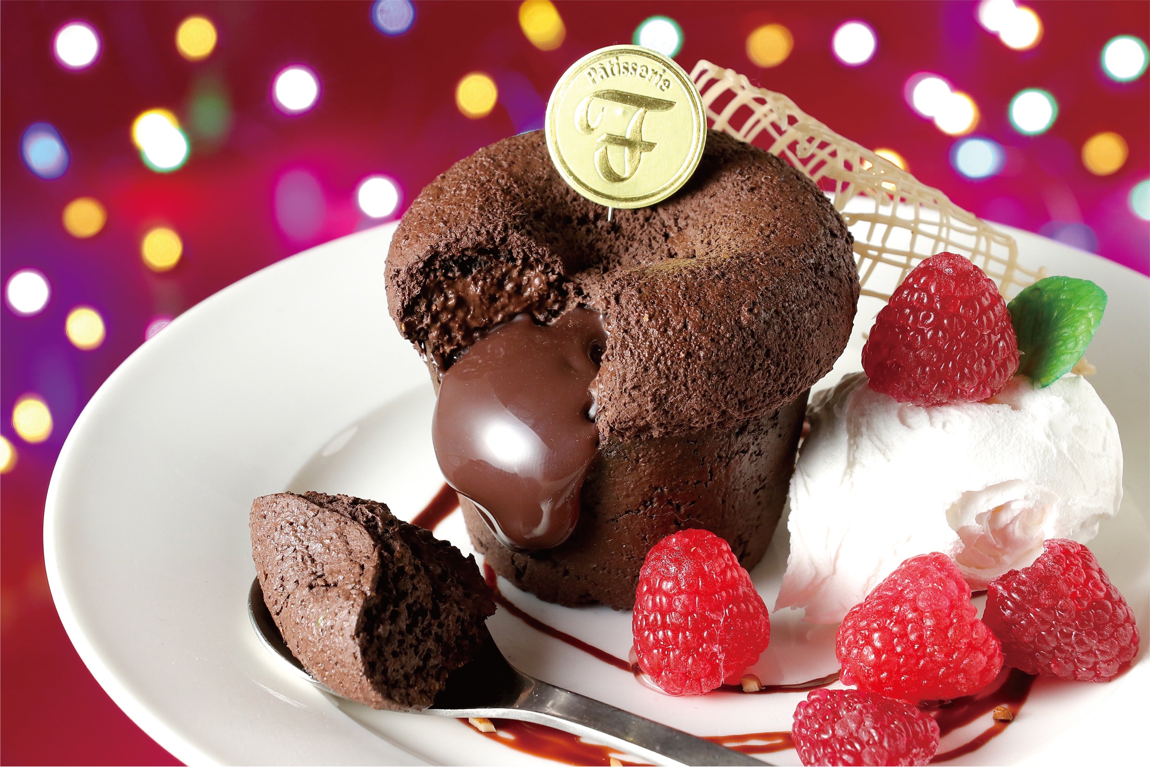 【ご予約品】ラズベリーソースのチョコケーキ クレイケーキ フェイクスイーツ 焼きたてチョコレートの風合い！美味しいが作れる樹脂粘土