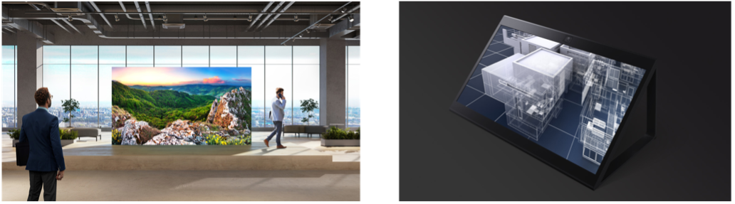 左：Crystal LED（イメージ図）、右：空間再現ディスプレイ（イメージ図）