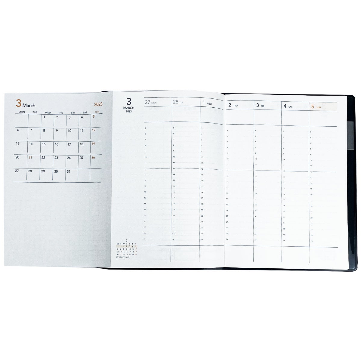 折り畳み式のマンスリーページ