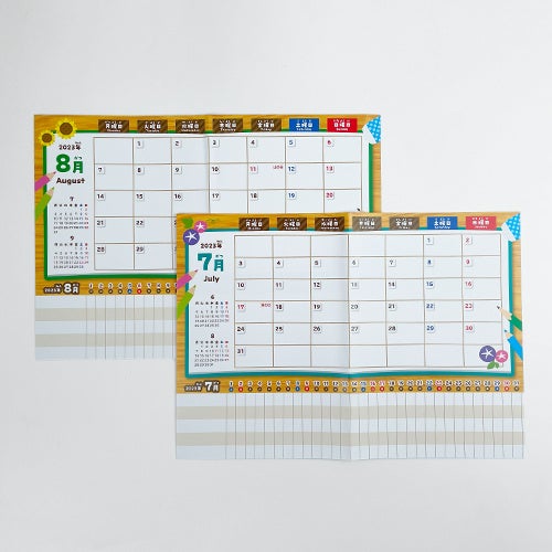 7月・8月のマンスリー＆ガントチャート（カレンダーとしても使える）