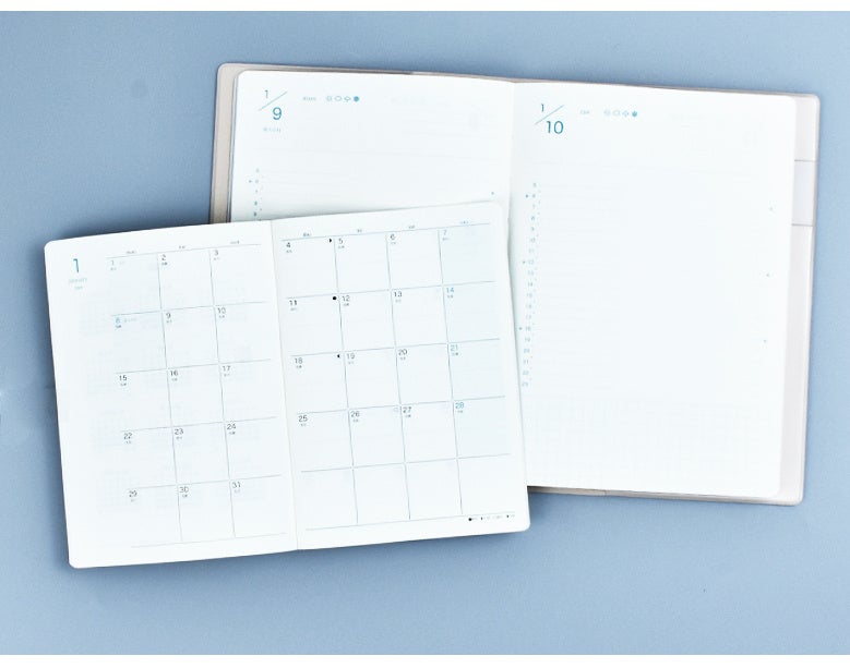 ▲手前がミニマンスリー 奥がデイリー手帳