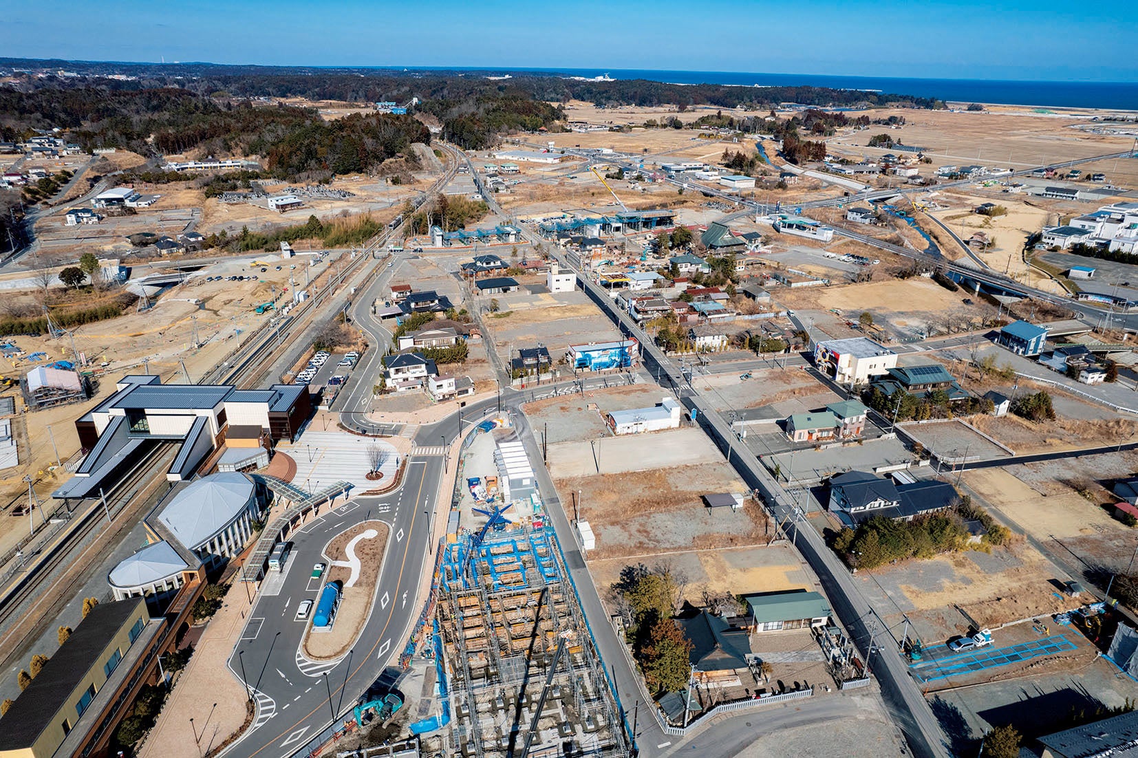 海側に「働く拠点」、ＪＲ双葉駅の西側に「住む拠点」を整備している双葉町。