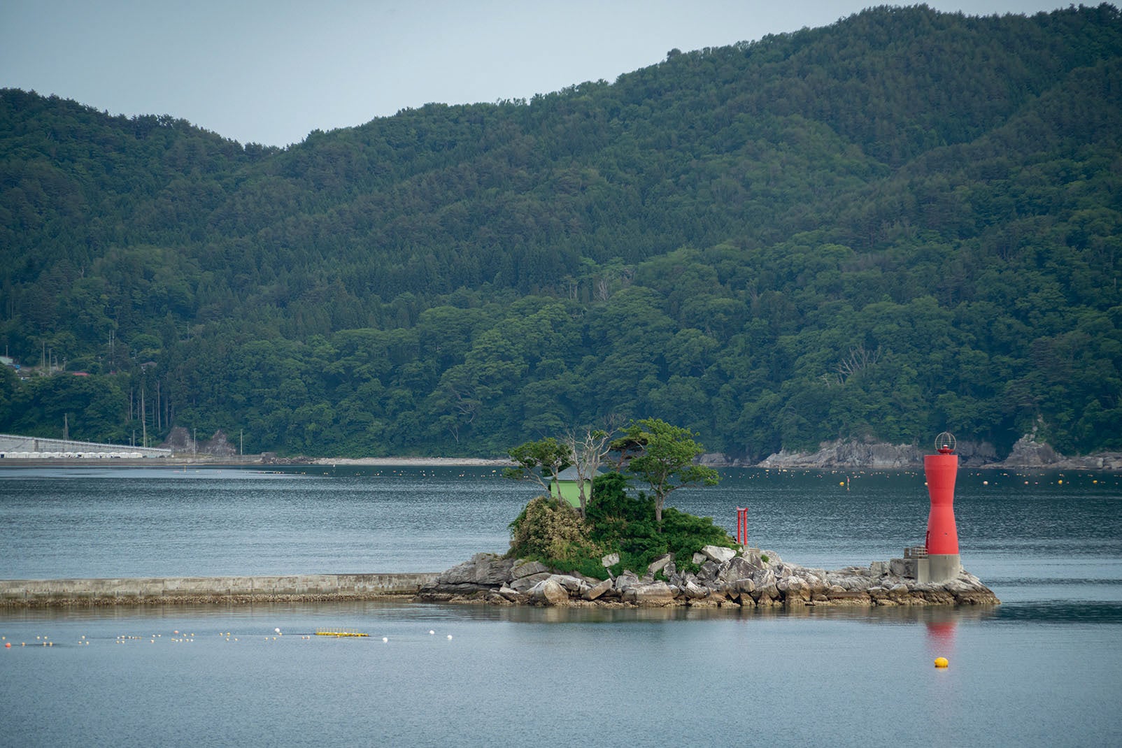 大槌湾に浮かぶ蓬莱島は、「ひょうたん島」の愛称で親しまれている。