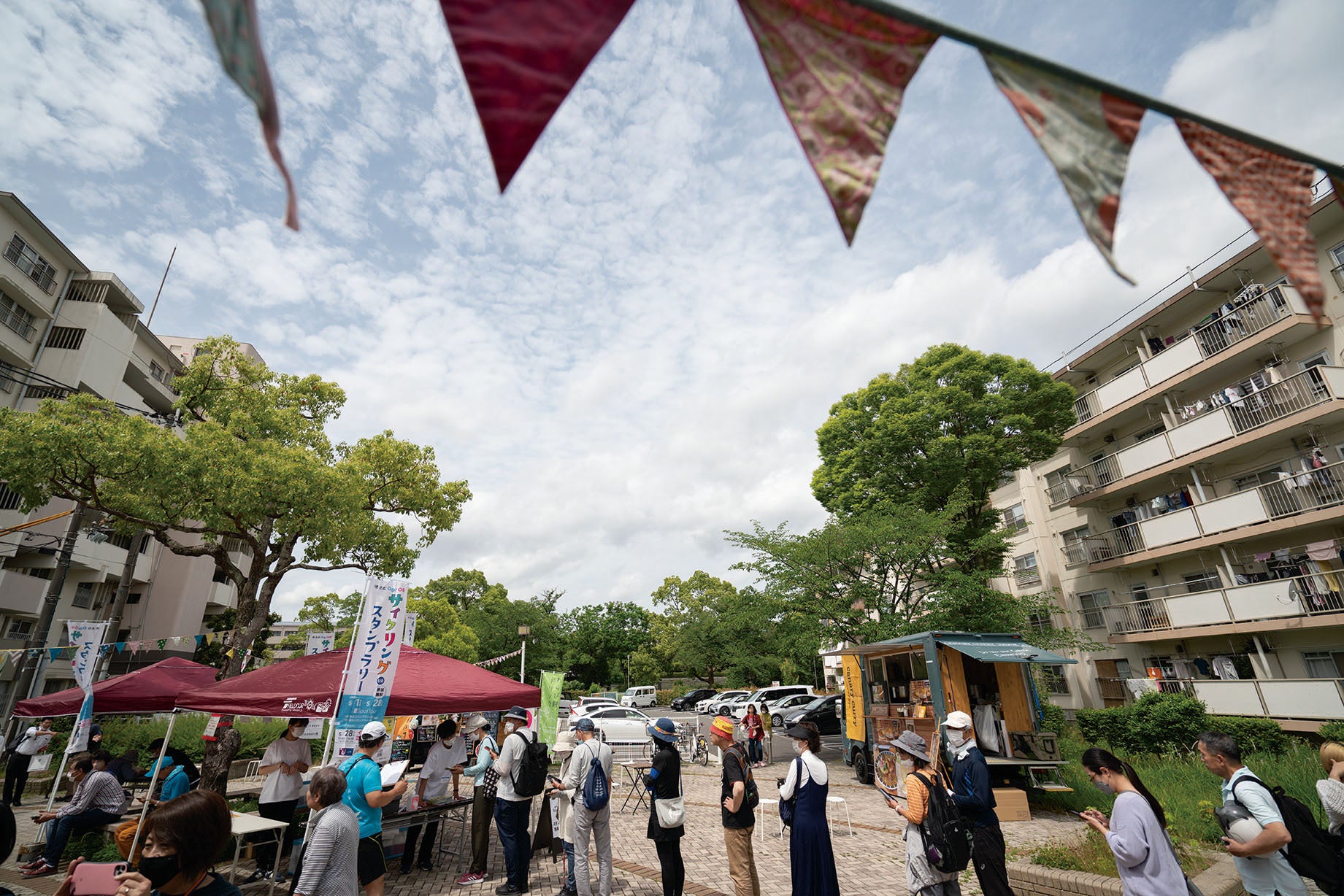 「堺・泉北GO！GO！サイクリング・スタンプラリーイベント」のフィナーレ会場のひとつ、泉北桃山台一丁団地。