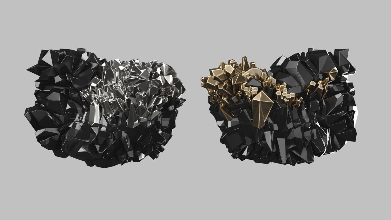 結晶がモチーフの金獅子銀獅子