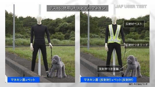 ペットと散歩する歩行者で反射材の効果を検証