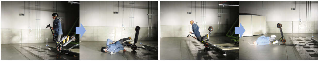 ヘルメット有(左上写真)とヘルメット無(右上写真)で比較検証