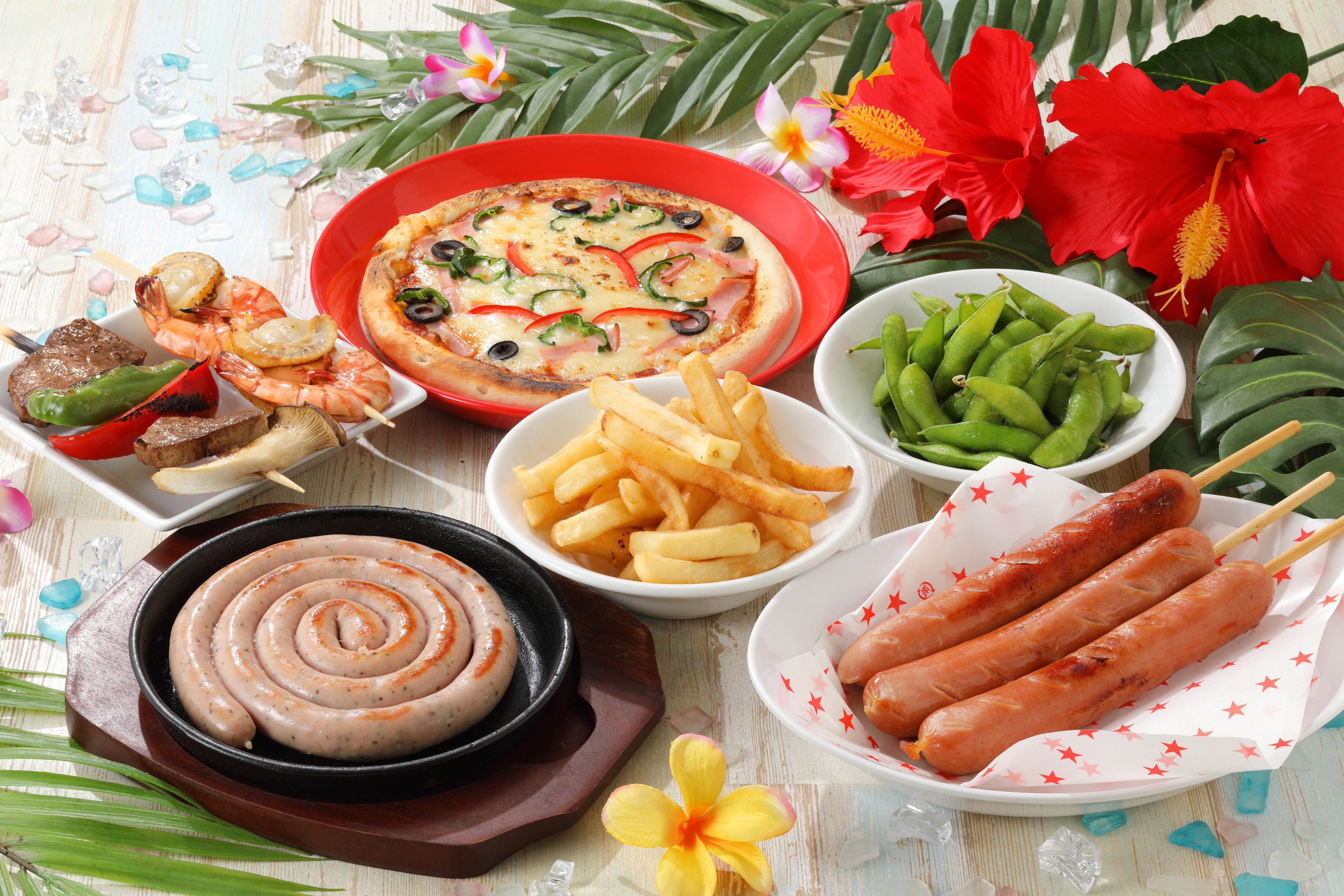 【スナック】串焼き（2本）・ピザ・フライドポテト・枝豆・うずまきソーセージ・フランクフルト