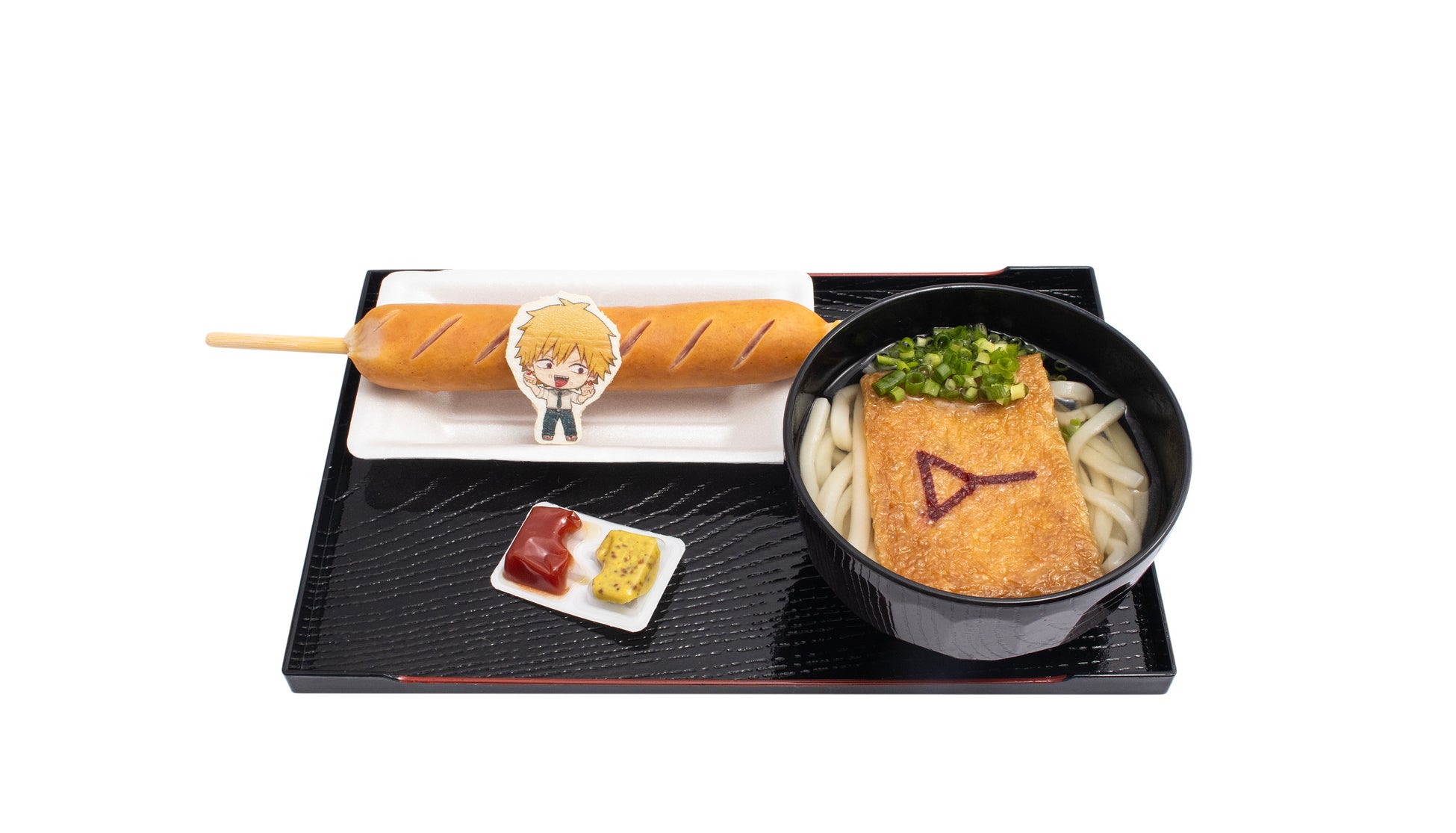マキマにあ~んしてもらった うどんとフランクフルト