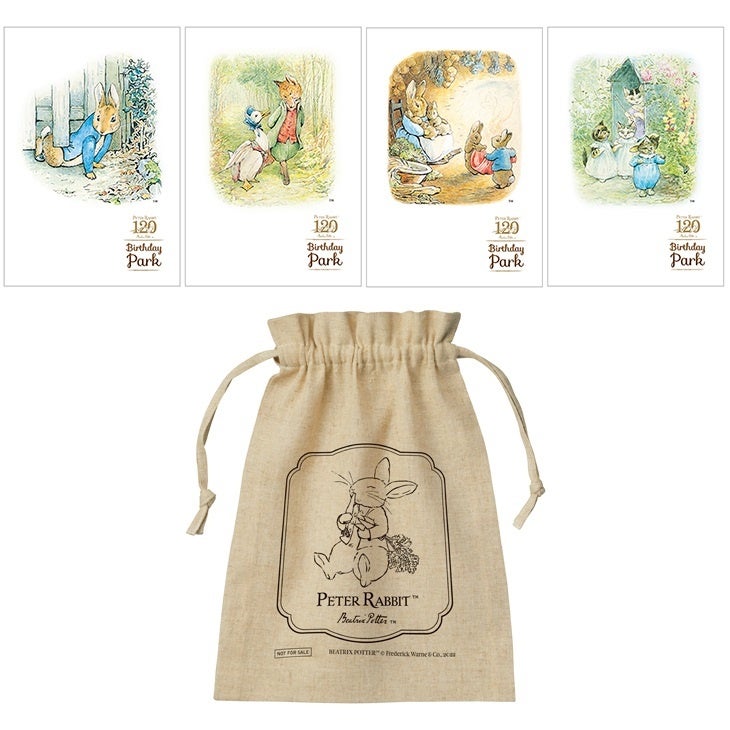 （上）オリジナルグリーティングカード　（下）オリジナル巾着