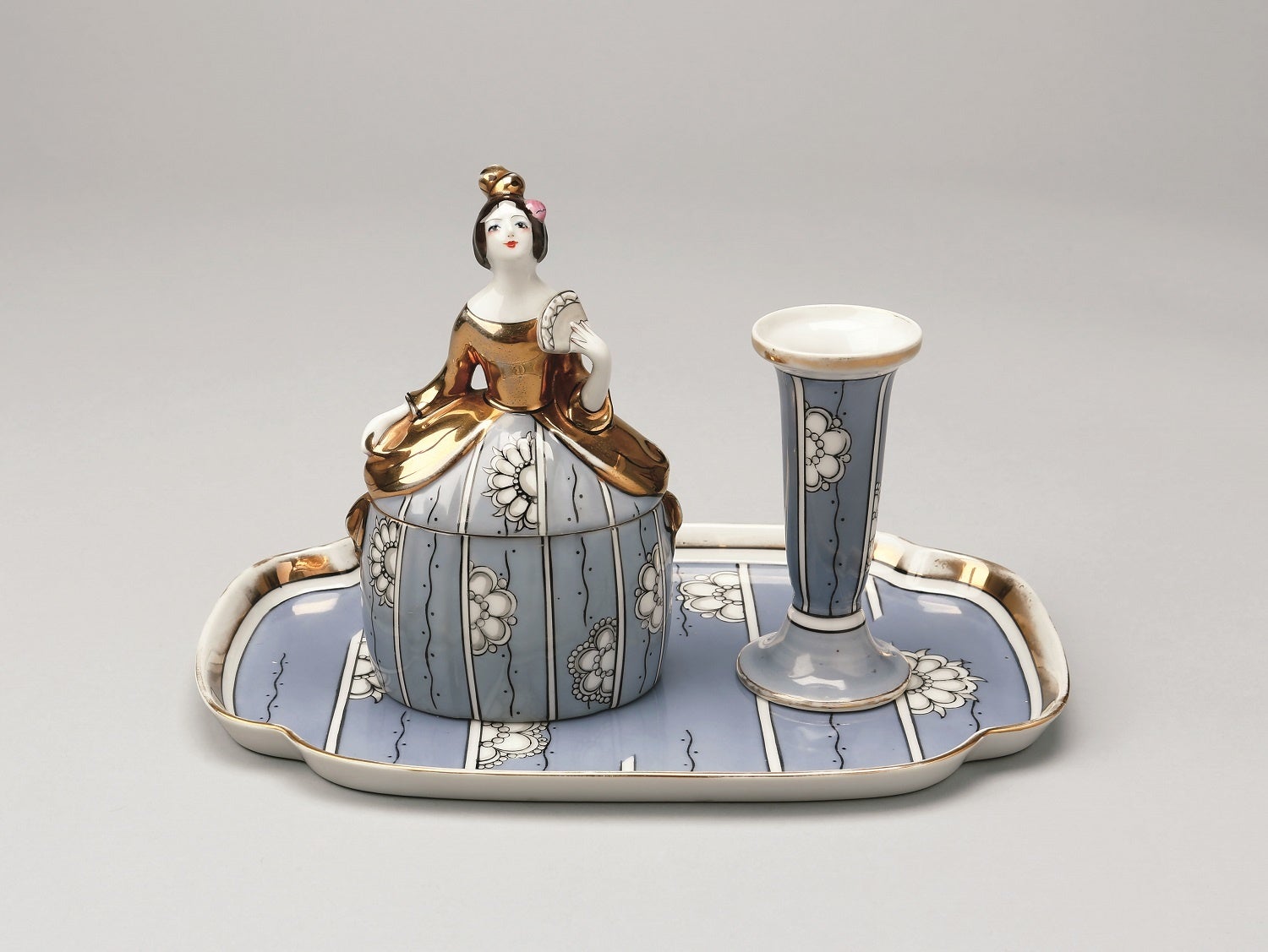 色絵金彩婦人型ドレッサーセット　1908-26年頃