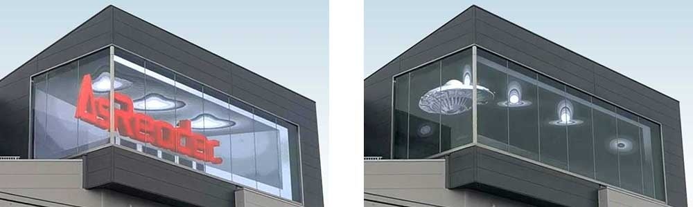 ＜左：AsReaderの3D映像＞　＜右：UFOの3D映像＞