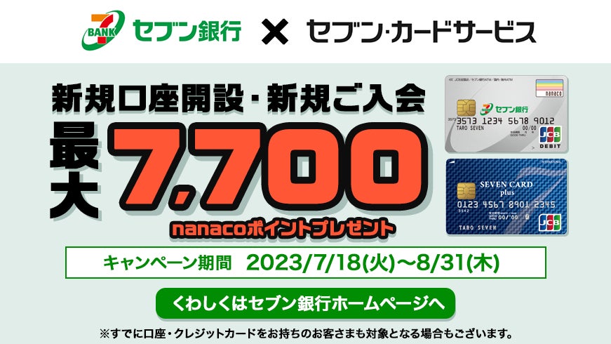 セブン銀行×セブン・カードサービス統合記念nanaco ポイントプレゼント セブン銀行×セブン・カードサービス統合記念nanaco ポイントプレゼント