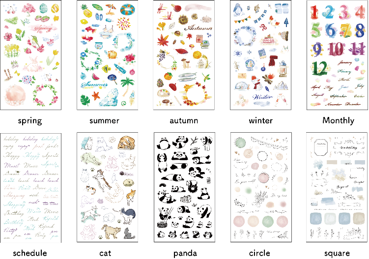 紙専用転写シール　ラインナップ全10種類