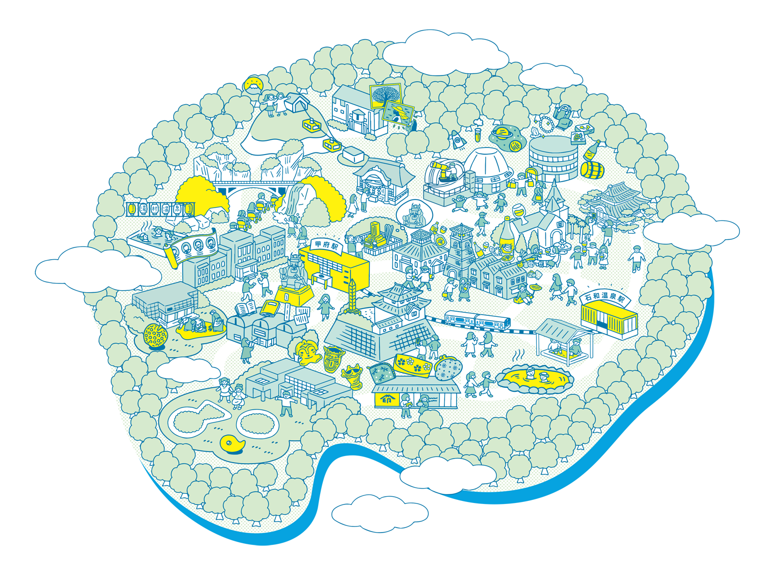 シンゲンパス対象路線バスで行ける観光地イメージ