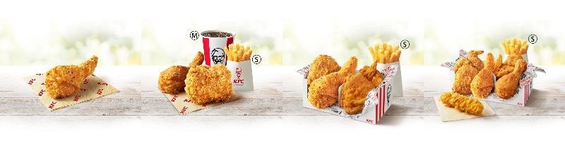 左から「ごま油香るパリパリ旨塩チキン」「食べくらべセット」「食べくらべ4ピースパック」「食べくらべ6ピースパック」イメージ