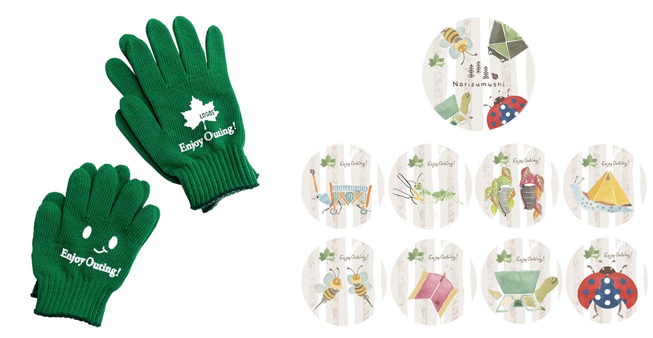 （左）おやこ軍手　（右）オリジナルシール　　※画像はイメージです