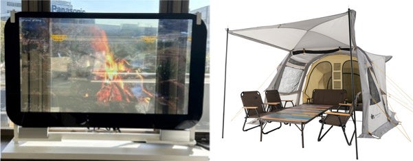 ▲透明ディスプレイ×テントの新たなアウトドア体験