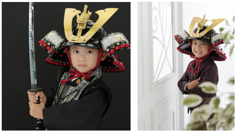 甲冑兜本物こどもの日桐箱入り撮影