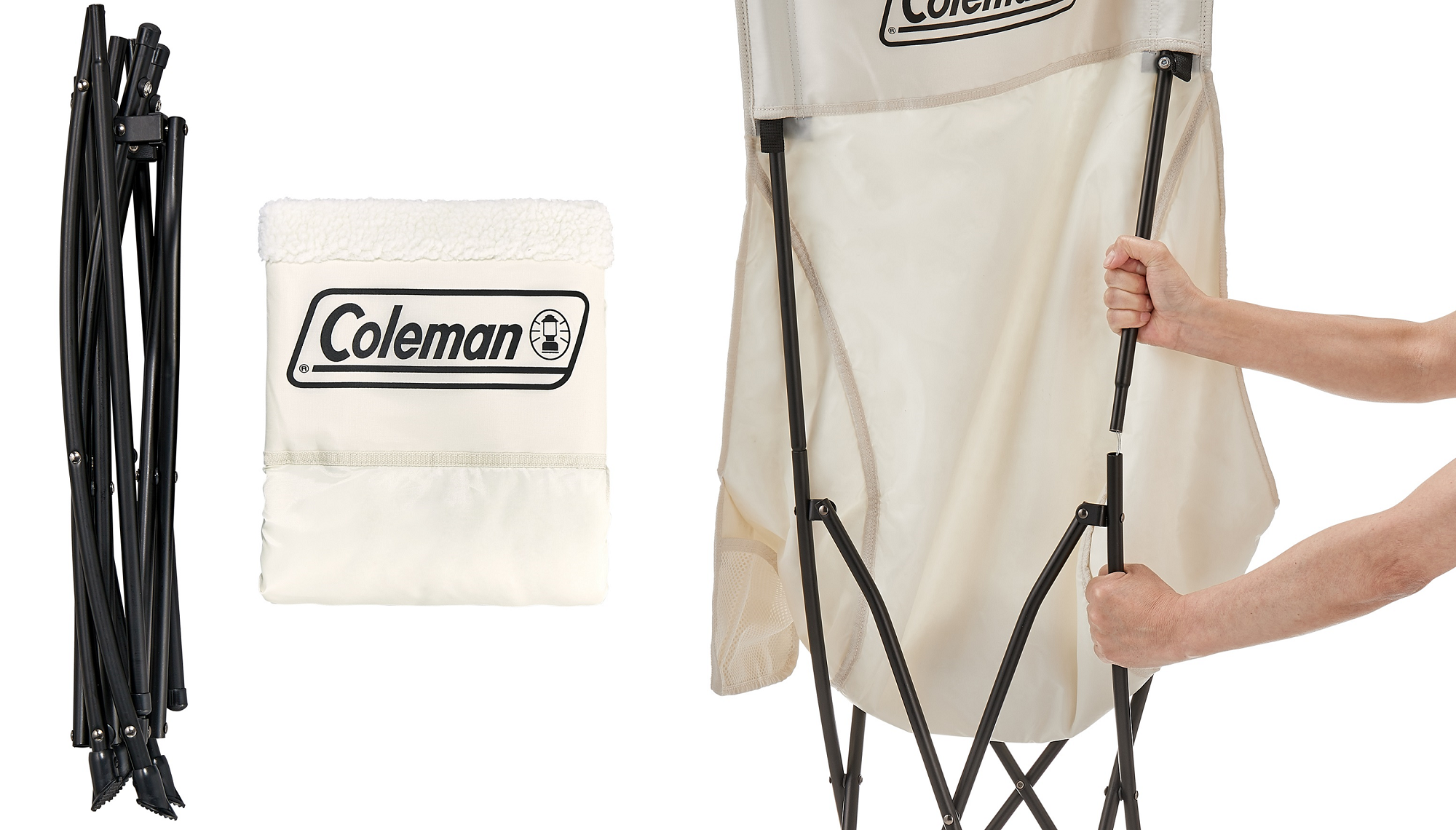 コールマン「ヒーリングチェアNX(ボアホワイト／ボアグリーン