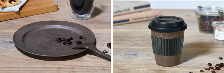 （左）SUS coffee PLA plate （右） SUS coffee PLA tumbler