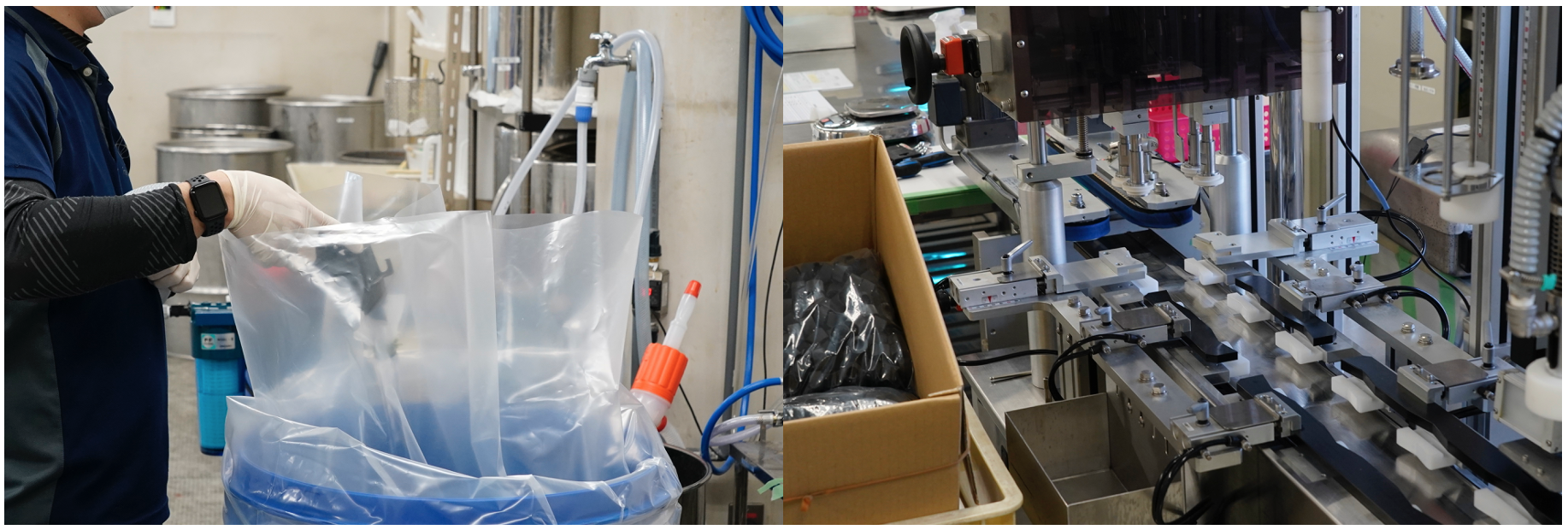 ※神奈川県湘南工場：香り付きアルコール生産の様子