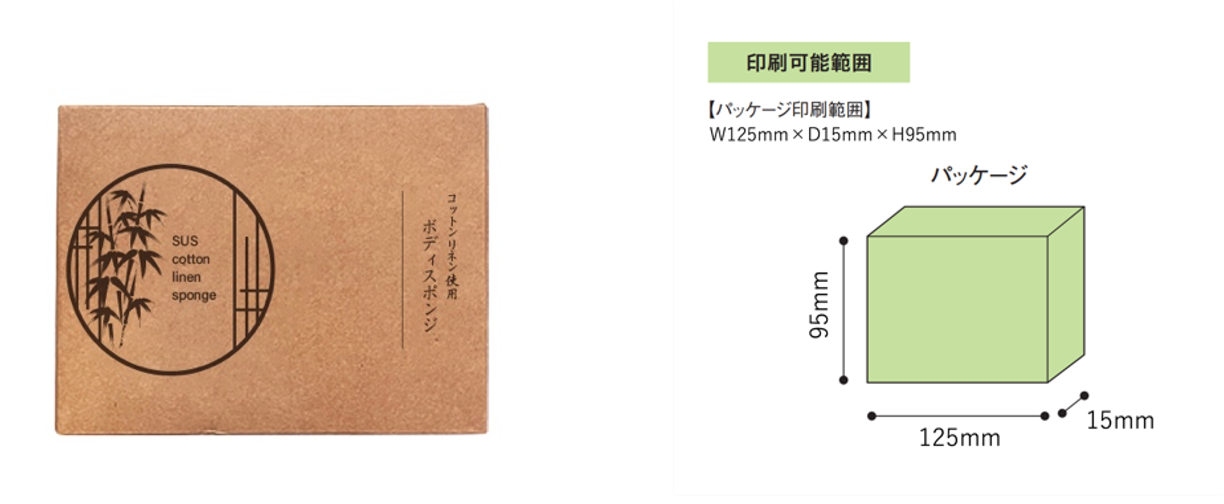 （左）パッケージロゴ入れのイメージ&nbsp; （右）全面にロゴ入れ可能