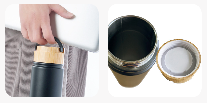 取手つきの竹蓋は取り外し可能で衛生的