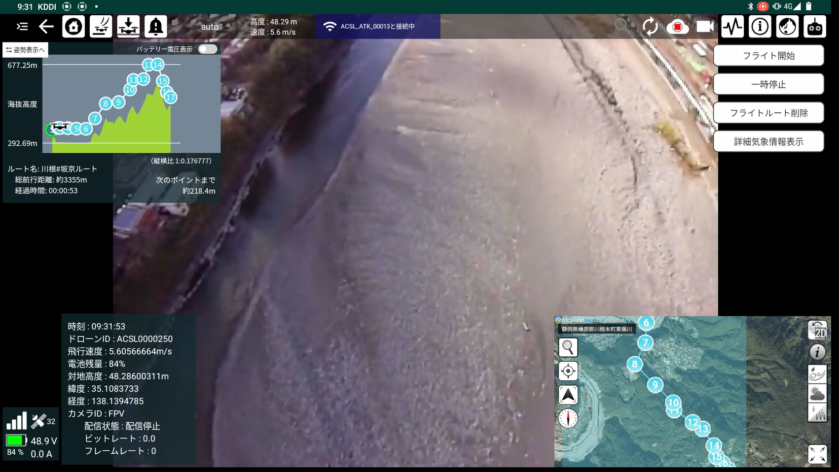 スマートドローンツールズの基本ツールである、運航管理システムの画面