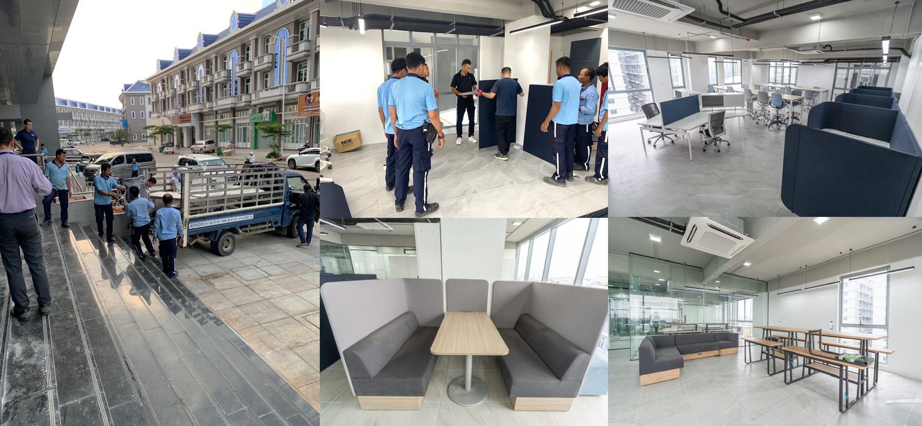 ▲現地での搬入・施工スタッフ育成・什器設置後の様子