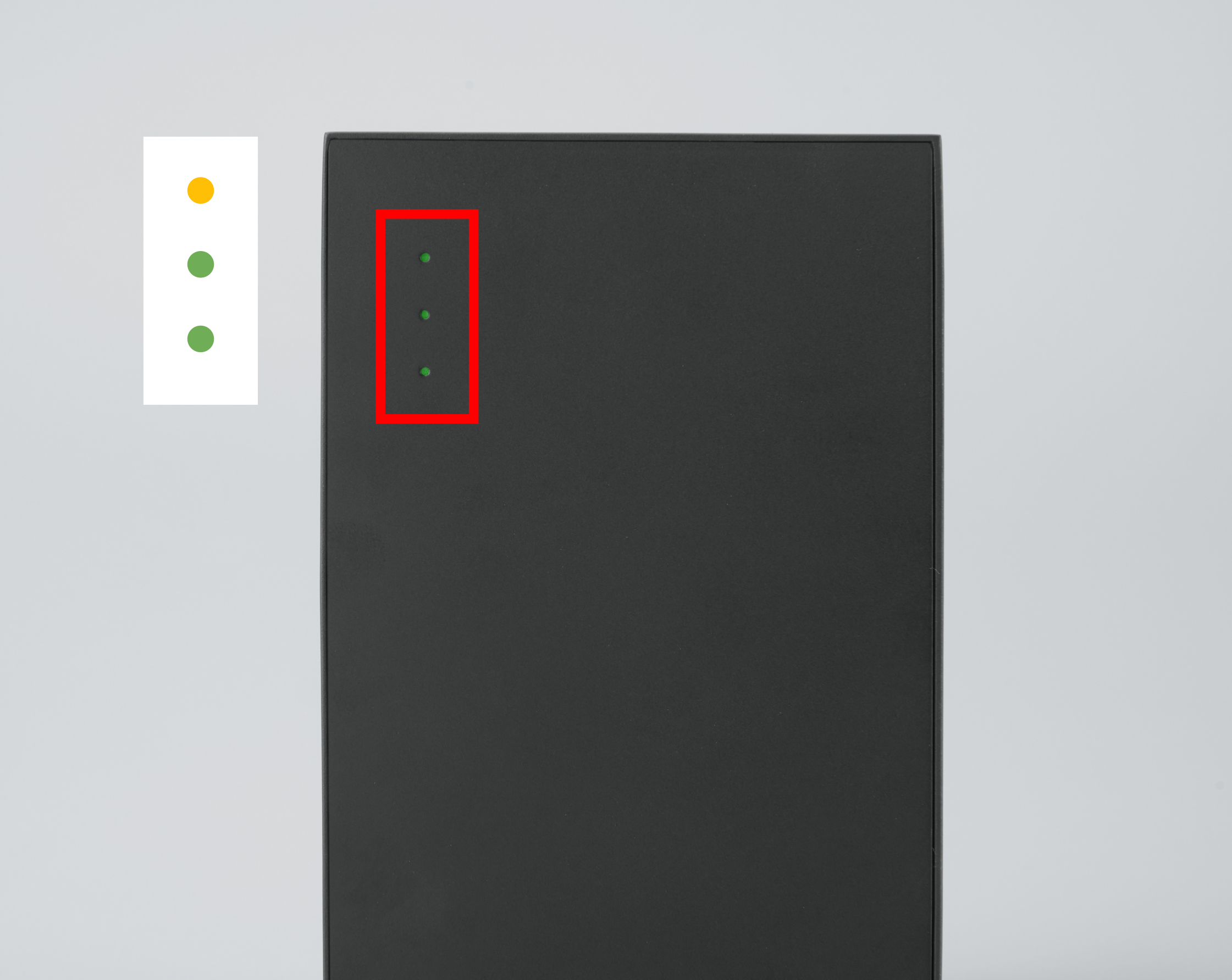 一番上のライトが黄色に点灯したら買換えのサイン