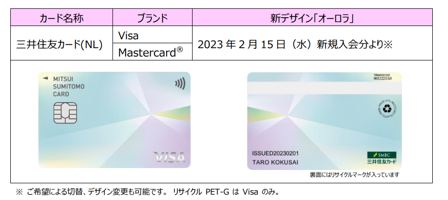 ナンバーレスカードに新デザイン「オーロラ」が登場 | 三井住友カード