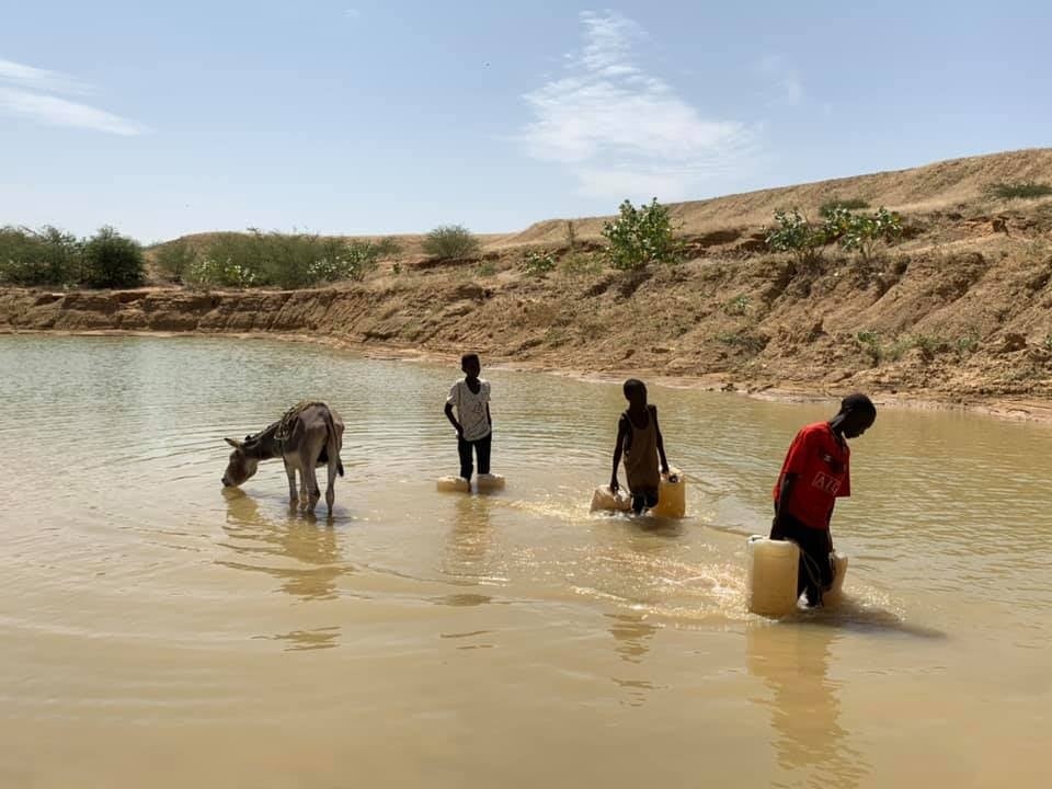 活動地スーダンでの水汲みの様子
