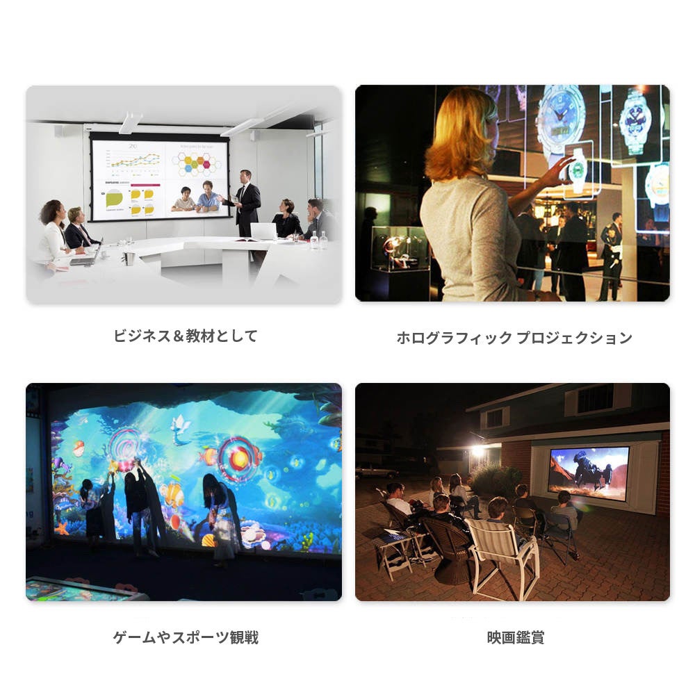 プロジェクター 大画面 最大170インチ 高輝度 4500ルーメン 短焦点 2024進級版電動フォーカス＆天井投影可＆コスパ最強