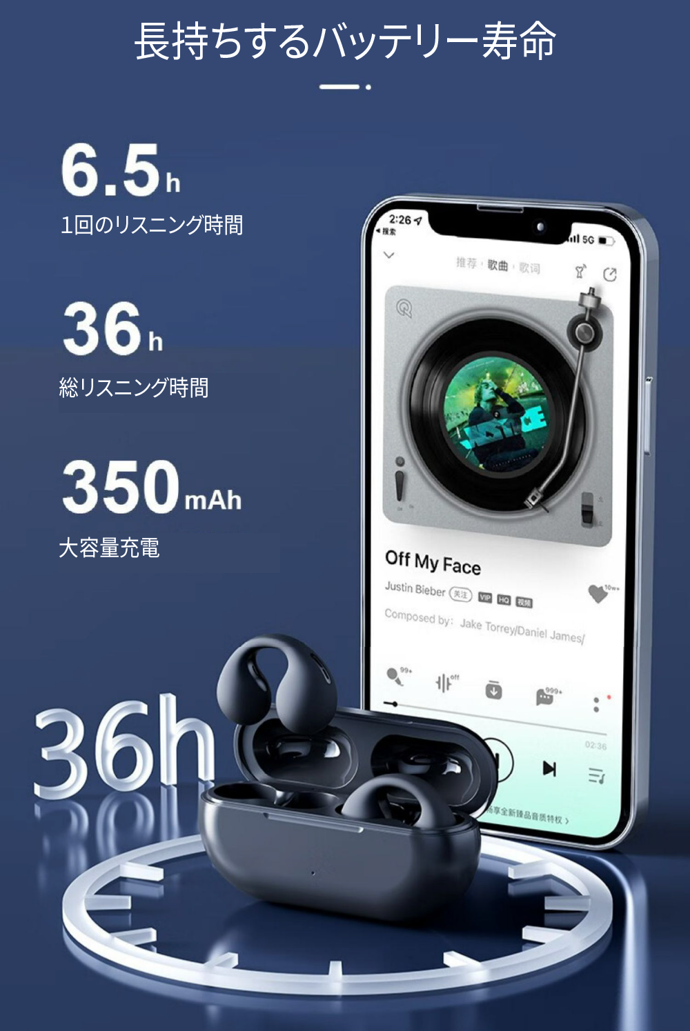 耳を塞がないので安全で疲れにくい！周囲の音が聞こえる