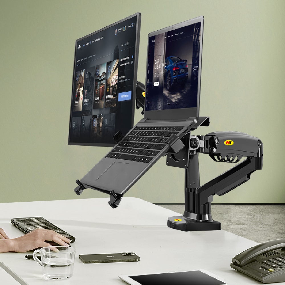 姿勢を改善して首や肩の負担軽減に!ノートPCとモニターを横並びに 姿勢を改善して首や肩の負担軽減に!ノートPCとモニターを横並びに