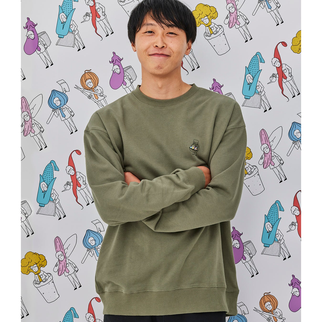 プルオーバー オリーブL/またぞう