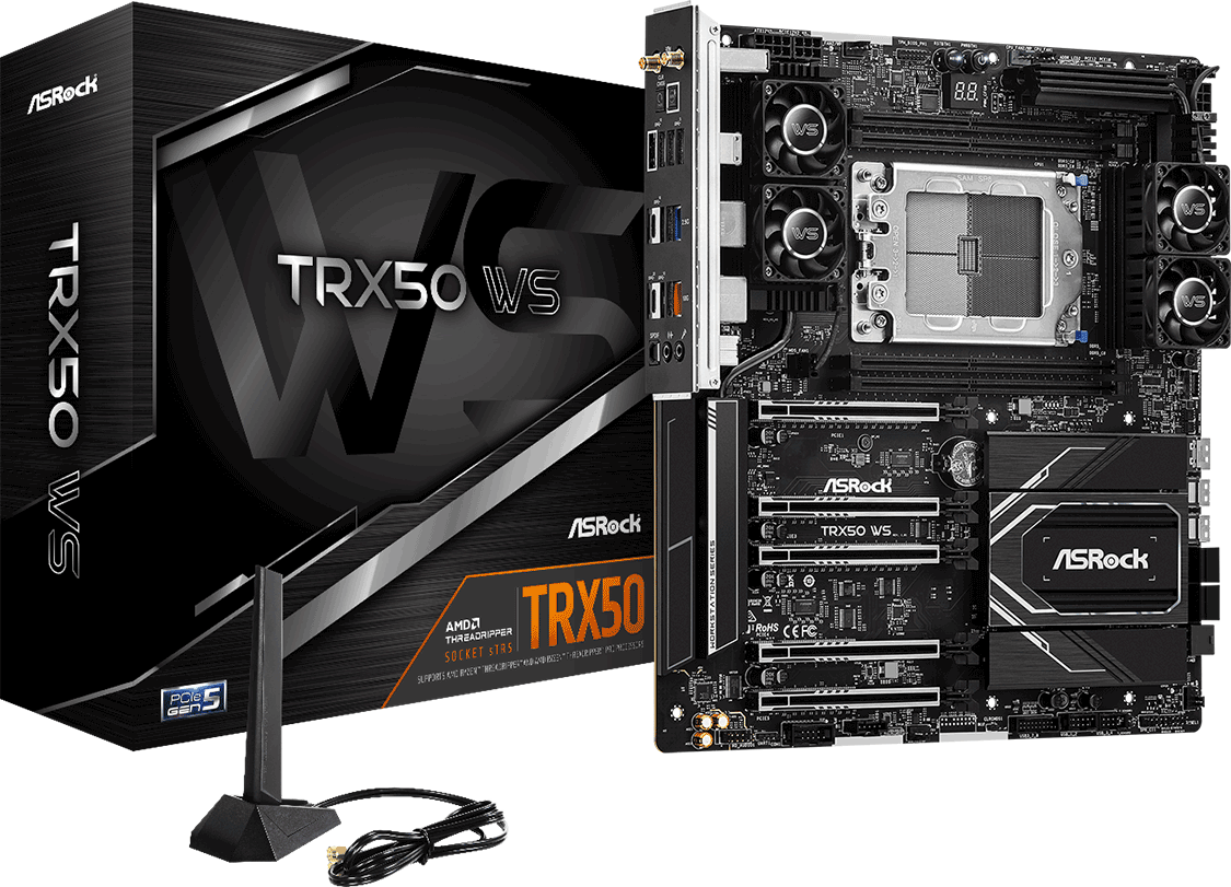 ASRock】PCIe Gen5スロットを3基搭載した、Threadripper 7000シリーズ