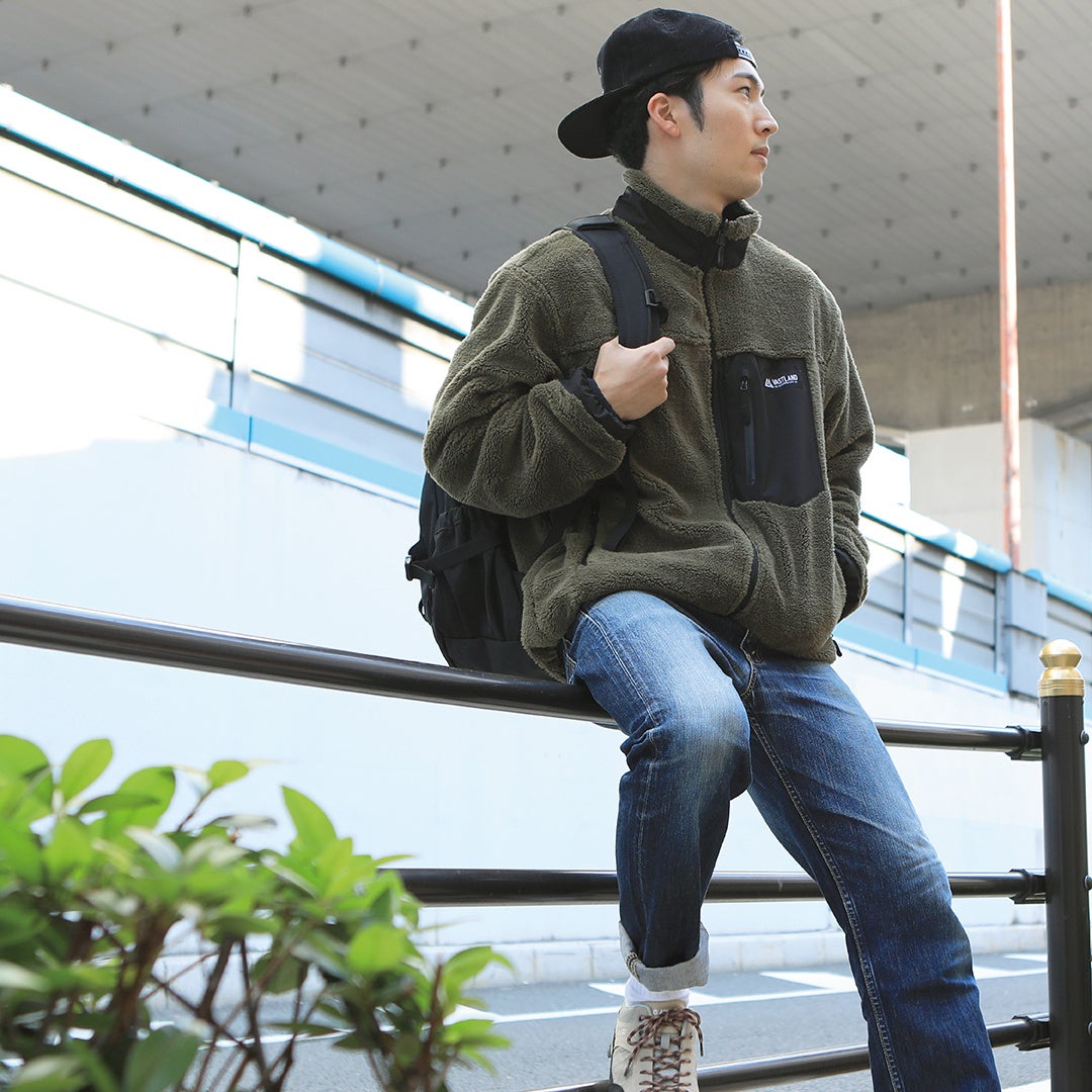 リバーシブルフリースジャケット（オリーブ）