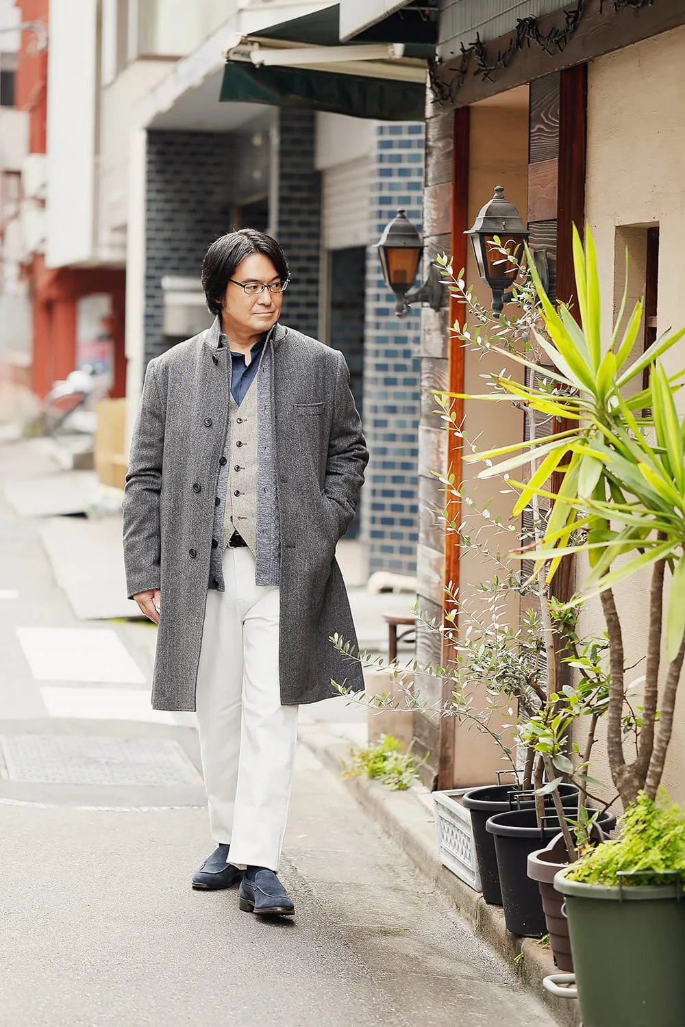 ニューヨーカーNew Yorker ツイードジャケット ヘリンボーン グレー 美品!!NEWYORKER HarrisTweed ニューヨーカー ハリスツイード