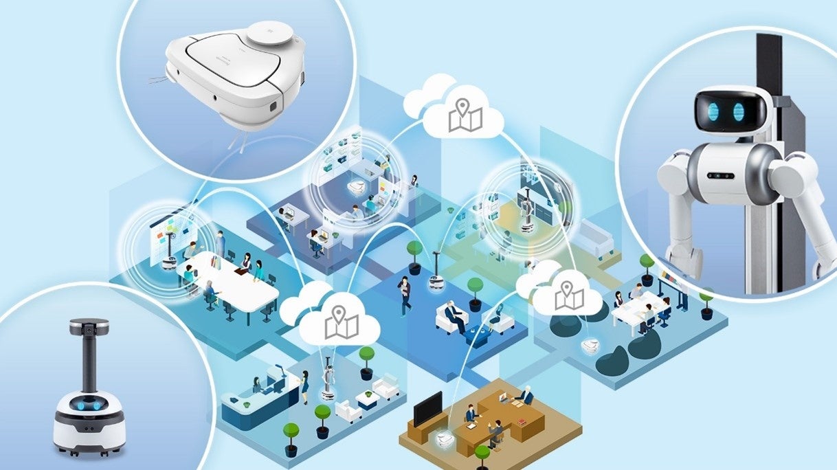 図　異なる役割を担うロボットたちが「共調」して働くイメージ